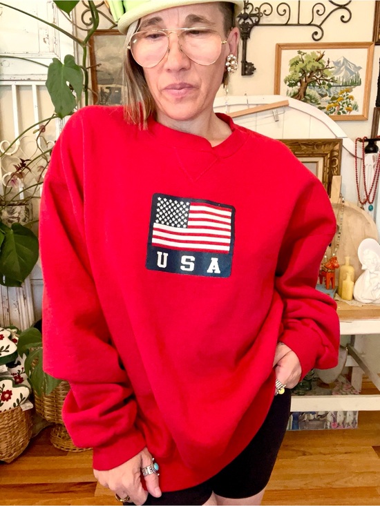 Russell Athletic Other - Vintage Y2K Russel Tag American Flag Big Logo Printed Sweatshirt Crewneck